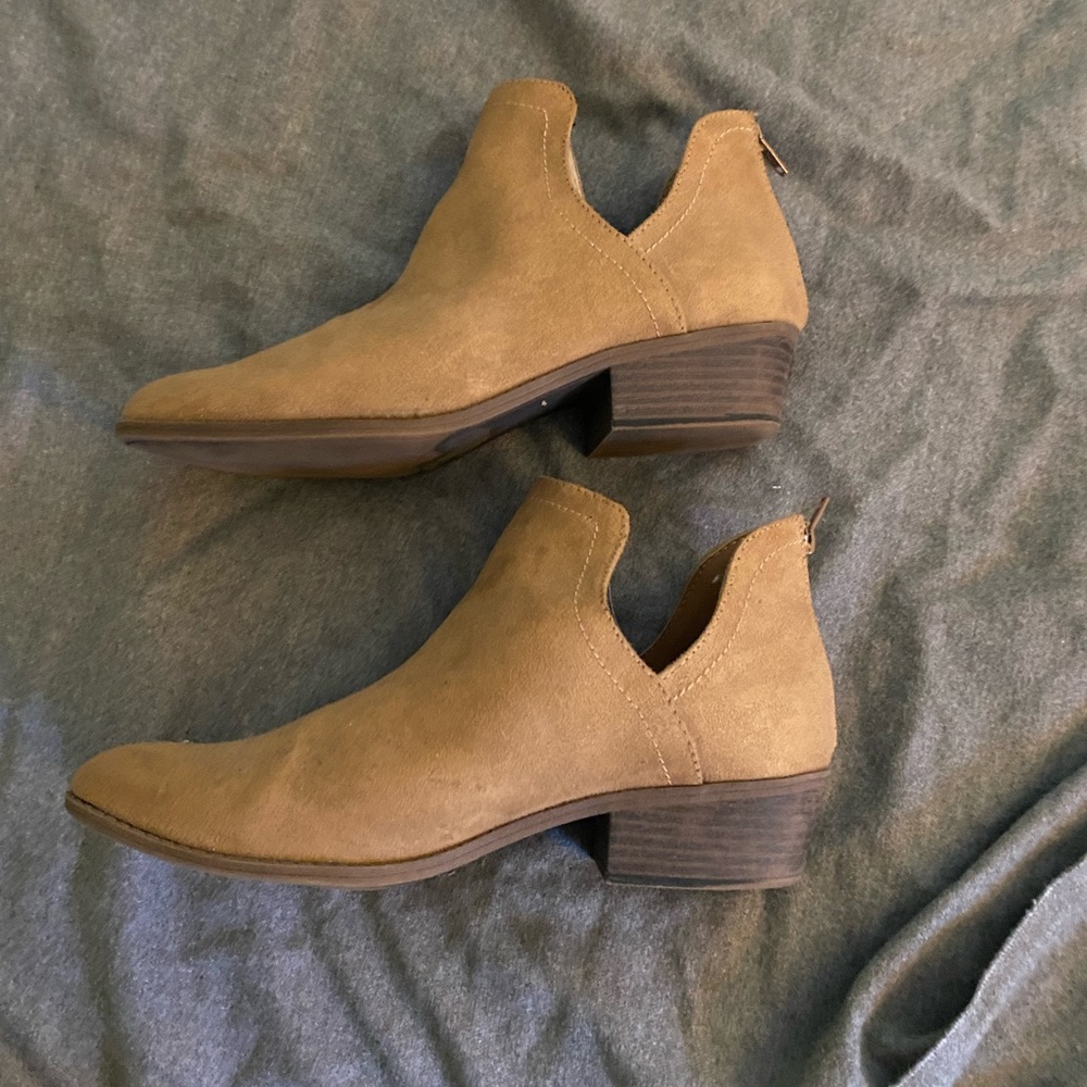 Tan suede booties size 8.5
